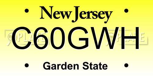 C60GWH New Jersey License Plate