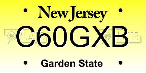 C60GXB New Jersey License Plate
