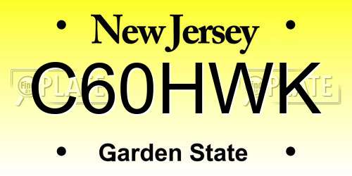 C60HWK New Jersey License Plate