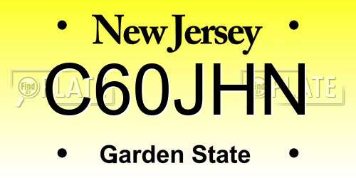 C60JHN New Jersey License Plate