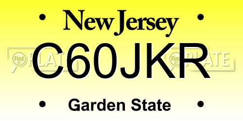 C60JKR New Jersey License Plate