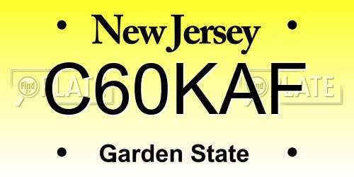 C60KAF New Jersey License Plate