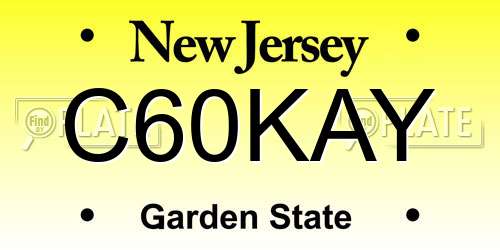 C60KAY New Jersey License Plate