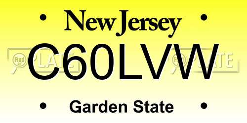 C60LVW New Jersey License Plate
