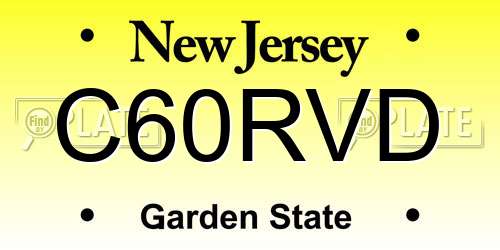 C60RVD New Jersey License Plate