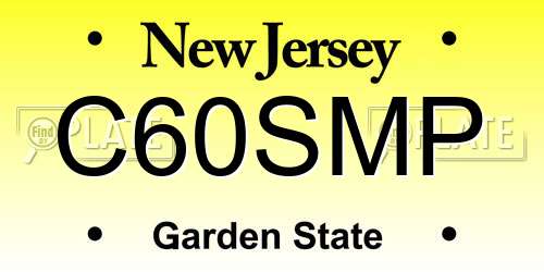 C60SMP New Jersey License Plate