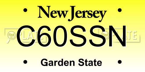 C60SSN New Jersey License Plate