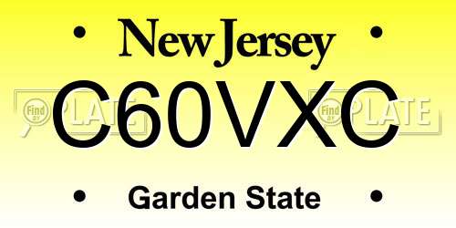 C60VXC New Jersey License Plate