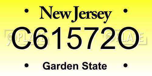 C61572O New Jersey License Plate