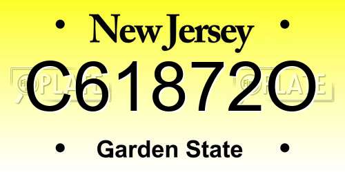 C61872O New Jersey License Plate