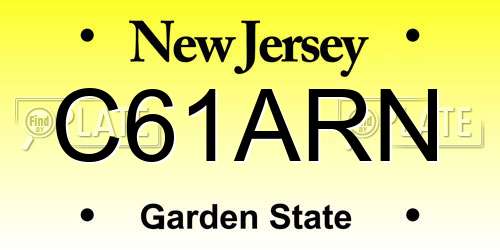 C61ARN New Jersey License Plate