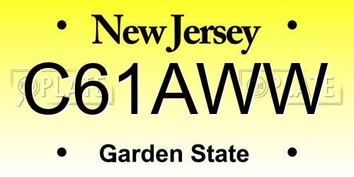 C61AWW New Jersey License Plate