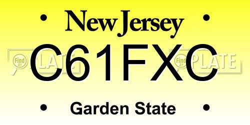 C61FXC New Jersey License Plate