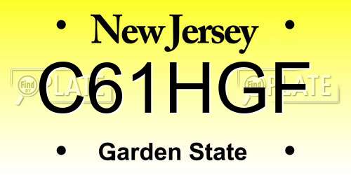 C61HGF New Jersey License Plate