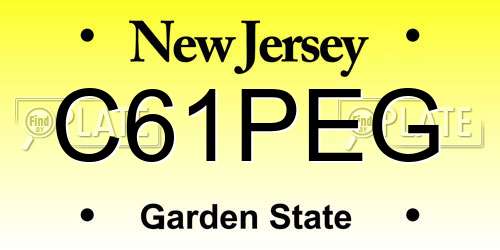 C61PEG New Jersey License Plate
