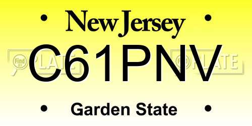 C61PNV New Jersey License Plate