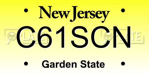 C61SCN New Jersey License Plate