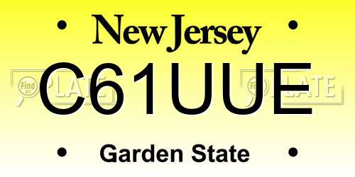 C61UUE New Jersey License Plate