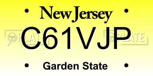 C61VJP New Jersey License Plate