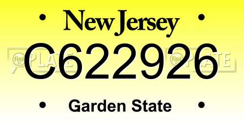 C622926 New Jersey License Plate