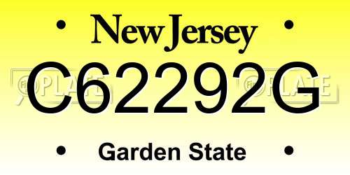 C62292G New Jersey License Plate