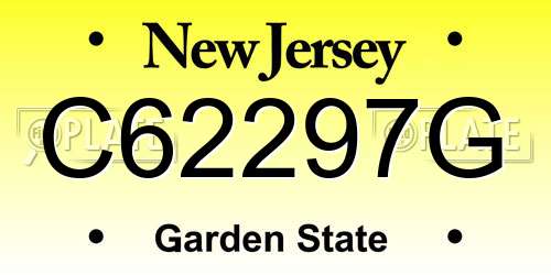 C62297G New Jersey License Plate