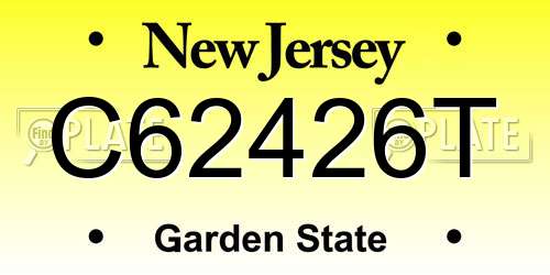 C62426T New Jersey License Plate