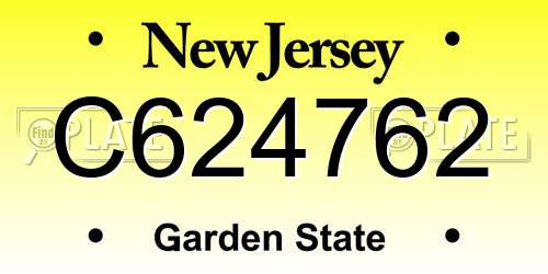 C624762 New Jersey License Plate