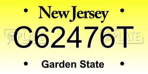 C62476T New Jersey License Plate