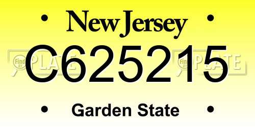 C625215 New Jersey License Plate