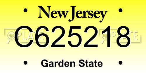 C625218 New Jersey License Plate