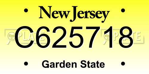C625718 New Jersey License Plate