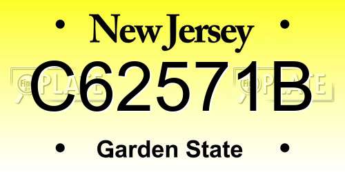 C62571B New Jersey License Plate