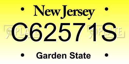 C62571S New Jersey License Plate
