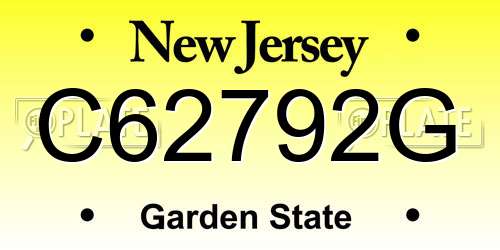 C62792G New Jersey License Plate