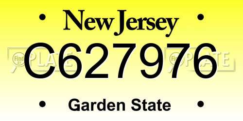 C627976 New Jersey License Plate