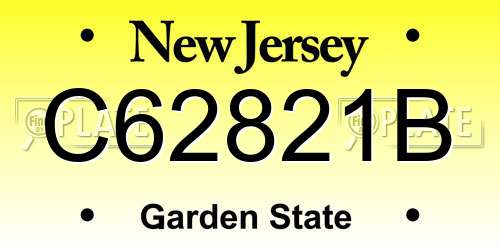 C62821B New Jersey License Plate