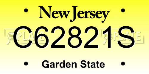 C62821S New Jersey License Plate