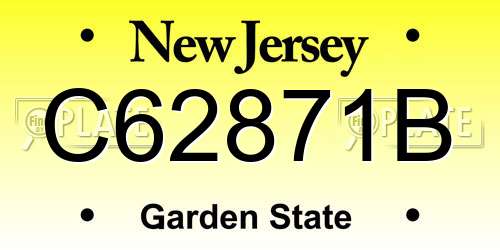 C62871B New Jersey License Plate