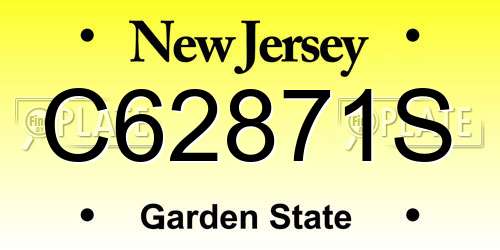 C62871S New Jersey License Plate