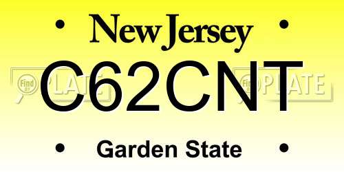 C62CNT New Jersey License Plate