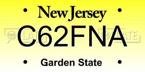 C62FNA New Jersey License Plate