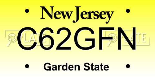 C62GFN New Jersey License Plate