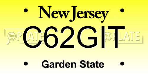 C62GIT New Jersey License Plate