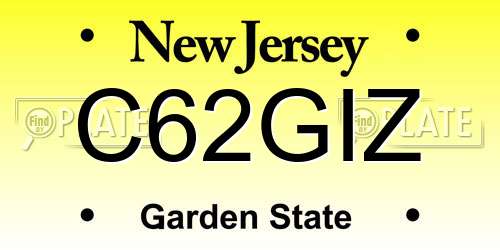 C62GIZ New Jersey License Plate