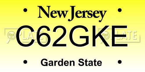 C62GKE New Jersey License Plate