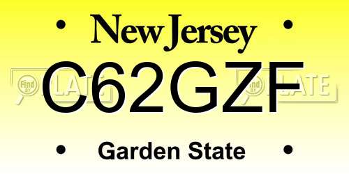 C62GZF New Jersey License Plate
