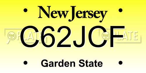 C62JCF New Jersey License Plate