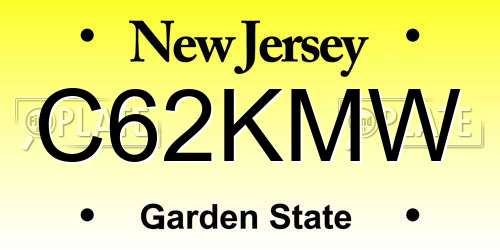 C62KMW New Jersey License Plate