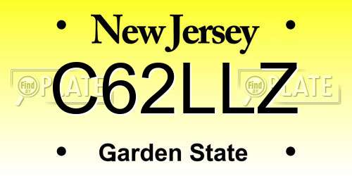 C62LLZ New Jersey License Plate